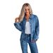 Women's Denim Jacket – 2025 Fall Trend Single-Breasted Oversized Casual Coat (Cotton Blend, Blue, S-XL)_mkmklike.com