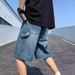 Men's Clothing Summer Thin Loose Trendy Straight Pants Style Casual All Match Five Point Pants_mkmklike.com