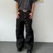 Vintage Western Button-Fly Jeans – High Street Relaxed Wide-Leg Pants For Men, Oversized & Long (Black, S-XXXL)_mkmklike.com