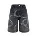 Amazon's European And American Retro Washed Denim Shorts For Men, Featuring Centipede Embroidery, Loose Fit, Street Style, Hip Hop, Trendy, Versatile Men's Trousers._mkmklike.com