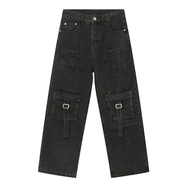 EF JEANS | 2023 European And American Street Multi-pocket Splicing Design Wide-leg Tooling Denim Trousers Straight Versatile_mkmklike.com