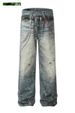 Men's Clothing Jeans AC Style Chain Pendant Print Ink Wash Dirty Street Retro Casual Pants_mkmklike.com