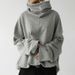 Women's Clothing Autumn and Winter Women's New Loose Casual Long Sleeve High Collar Pullover Solid Color Pocket Jacket Sweatshirt_mkmklike.com