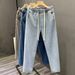 Men's Stretch Elastic Waistband Straight Leg Jeans - Comfortable Cotton Casual Trousers With Drawstring, Lightweight & Breathable For Spring & Summer_mkmklike.com