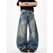 Men's Clothing Washed Retro Loose Wide Leg Jeans Men's Trendy Brand Old Dirty Pants Harem Straight Daddy Pants_mkmklike.com