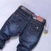Men's Slim Fit Washed Denim Jeans – Straight Leg, Mid-Rise, Polyester Blend (Stretch Comfort, 9 Sizes, Dark Blue)_mkmklike.com
