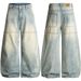 xxbro Men's Vintage High Street Baggy Jeans - Retro Washed Distressed Wide Leg Cargo Pants For Casual Streetwear_mkmklike.com