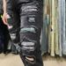 Men's Slim Fit Distressed Jeans With Patchwork & Ripped Details Streetwear Style Stretch Denim Pants For Casual Wear_mkmklike.com