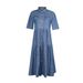 ELLE ELLE 2021 Cross-Border Independent Station New Women's Solid Color Single-Breasted Denim Dress_mkmklike.com