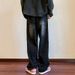 Suitable For All Seasons High Street Vibe Jeans For Men, Niche Design, American Style, Distressed Washed Straight Loose Fit Floor-Length Pants_mkmklike.com