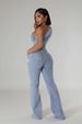 K Slanted Shoulder Tight Waist Slim Fit Elastic Denim Jumpsuit Jumpsuit Flared Pants_mkmklike.com