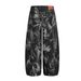 Jiayku Men's New Wind Scimitar Pants Dirty Dyed Washed Jeans Rivet Wide-leg Pants_mkmklike.com