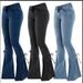 Women’s Clothing Jeans Mid Waist Tie Denim Trousers Stretch Jeans Women's Flared Pants_mkmklike.com