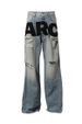 Men's Clothing Street Retro Ripped Jeans Trendy Brand Design New Loose Letter Print Straight Trousers_mkmklike.com