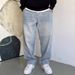 Men's Light Blue Relaxed Fit Straight Leg Jeans - Vintage Washed American Casual Loose Denim Pants For Big & Tall_mkmklike.com