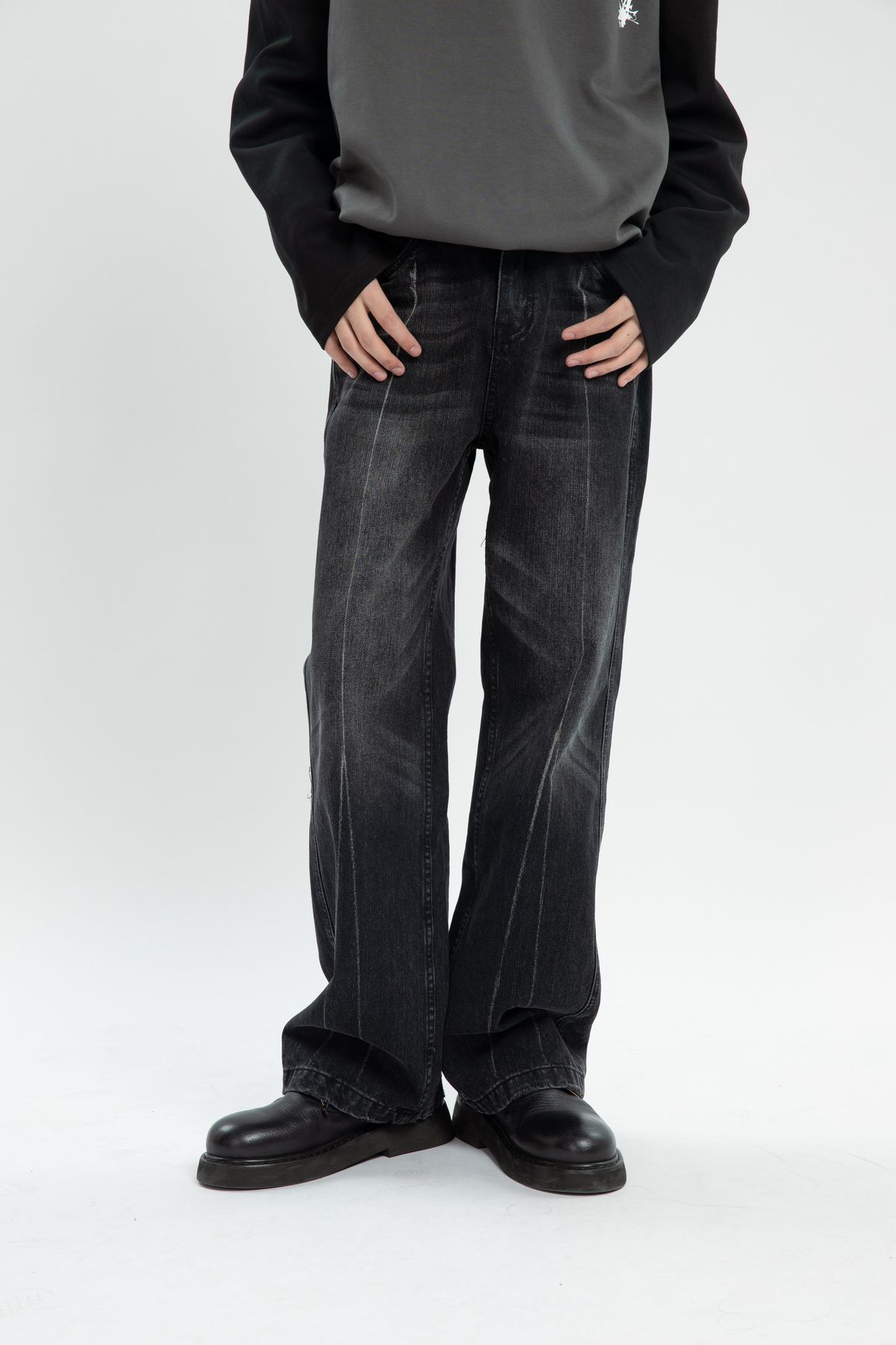 Men's Trendy Washed Jeans Loose Fit Straight Leg Zipper Youthful Style For Autumn Winter Harajuku New Arrival_mkmklike.com
