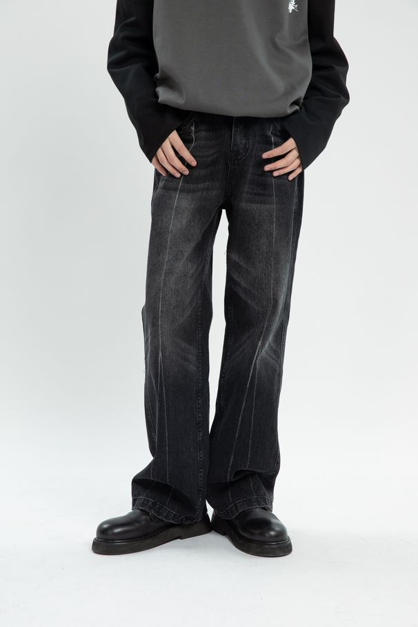 Men's Trendy Washed Jeans Loose Fit Straight Leg Zipper Youthful Style For Autumn Winter Harajuku New Arrival_mkmklike.com