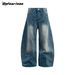 Men's Clothing American Retro Original Denim Scimitar Jeans Loose Drape Wide Leg Pants Sickle Pants Boys Summer Long Pants_mkmklike.com