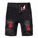 Men's Stretch Black Denim Shorts – Distressed Design, Mid-Thigh Length & All-Day Comfort_mkmklike.com