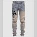 Men's Clothing High Street Fashion Trend Men's Jeans Blue Slim Fit Elastic Patch Print Design Foreign Trade Wholesale Jeans Men_mkmklike.com