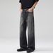 LKTM Men's Black Splatter Design Flared Jeans AC Style Casual Wide Leg Pants mid Waist Cotton Long Jeans Unisex_mkmklike.com