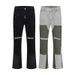 Men's Clothing High Street Style Heavy Washing Old Ink Splash Color Deconstruction Bell Bottom Pants Sub Trend Personality Niche Stacked Jeans_mkmklike.com