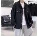 Men's Loose Denim Jacket Spring Autumn New Korean Style Simple Solid Color Trendy Casual Turn-Down Collar Cardigan Top_mkmklike.com