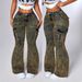 Vintage Yellow High-Waisted Flared Jeans For Women - Stretchy Denim Workwear Pants With Retro Slim Fit & Bootcut Hem_mkmklike.com