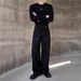 Dark Utility Straight-Leg Jeans For Men – Industrial Stitch Detailing & Metal Accents, Mid-Rise Relaxed Fit (S-XXXL), Machine Washable Cotton Blend_mkmklike.com
