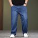 Large Size Men's Spring And Summer Business Jeans Men's Simple Versatile Plus Fat Plus Loose Straight Jeans Men's Jeans_mkmklike.com
