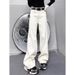 Women's Off-White Straight Leg Jeans High Waist Slimming Wide Leg Pants Casual Cotton Pear Shaped Fit plus Size 2025 New Style_mkmklike.com