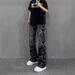 American Vintage Jeans Men's Spring 2025 New Washed Jacquard Loose Pants Casual Straight Trousers Trend_mkmklike.com