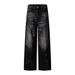 Punk Washed Vintage Denim Straight-Leg Men's Wasteland Style High Street Trend Ink-Sprayed Distressed Casual Loose Pants_mkmklike.com
