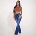 Women's Clothing Multi Button High Waist Elastic Micro Flared Jeans Women's Trousers_mkmklike.com