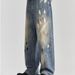 Unisex American High Street Straight Leg Jeans Graffiti Print Loose Fit Retro Trendy Pants Stylish Summer Cross Border E Commerce_mkmklike.com