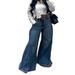 Women's Clothing Flared Jeans - High Waist Wide Leg Vintage Denim Pants With Solid Color (S-XL)_mkmklike.com