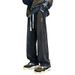 Washed Light Color Jeans Men 2024 Summer New Men's Straight Loose Wide-Leg Casual Pants For Teenagers_mkmklike.com