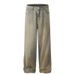Men's Clothing Washed Yellow Mud Dyed Jeans Retro Bamboo Stripes Design Loose Straight Floor Length Pants For Men_mkmklike.com