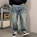 Spring And Autumn American Casual Ruffian Handsome Washed Retro Tooling Jeans Men's Straight Loose High Street Tapered Pants Tide_mkmklike.com