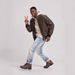 Men's High Street Distressed Blue Washed Straight Leg Jeans - Classic Denim Pants For Casual & Urban Style_mkmklike.com