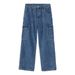 Trendy Brand American 2025 Spring Summer New Straight Tube Loose Dark Blue Workwear Wide Leg Jeans For Men And Women_mkmklike.com