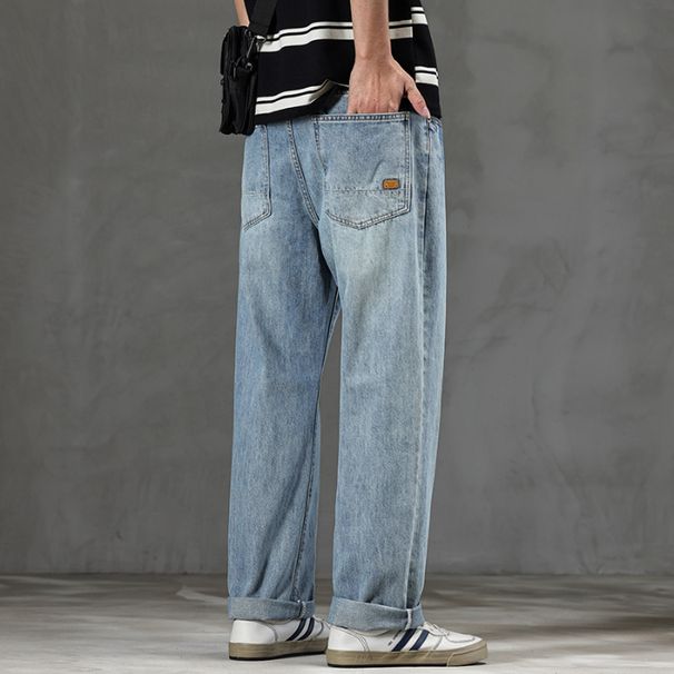 New Spring Jeans Men's Harlan Loose Trendy Brand American Retro Washed Double Craft Medium Waist Large Size Youth_mkmklike.com