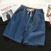 Men's Lightweight Denim Shorts | Stretch Summer Casual Shorts With Drawstring Waist, Multi-Pocket Straight Leg Cargo Shorts For Teens_mkmklike.com