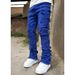 Men's Clothing Stretch Denim For Women & Men - Comfortable Straight Leg Cotton Pants With Printed Layered Design, Classic Mid Rise Fit For Casual Wear_mkmklike.com