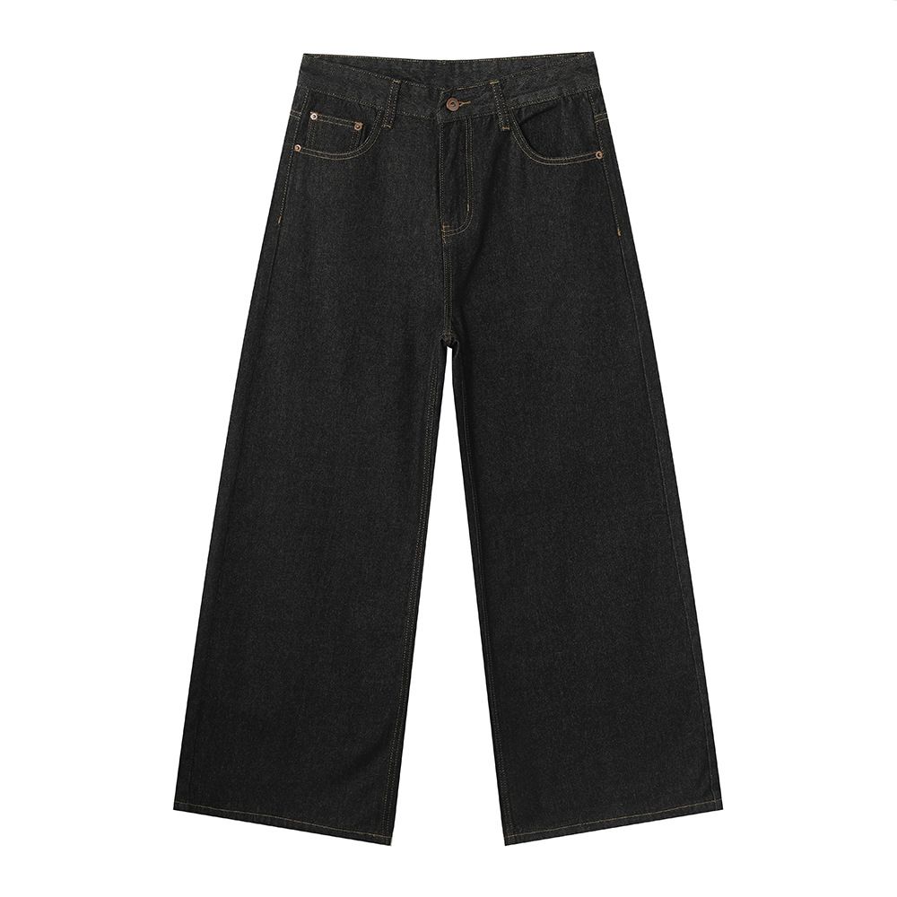 Men's Clothing Retro Vibe Casual H-Line Straight Leg Wide Loose Jeans Trendy Clothing_mkmklike.com