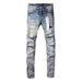 Unisex Y2K Stacked Flared Jeans, Light Blue Mud Fade, White Splatter & Multi-Layer Frayed Rips, Breathable Summer_mkmklike.com