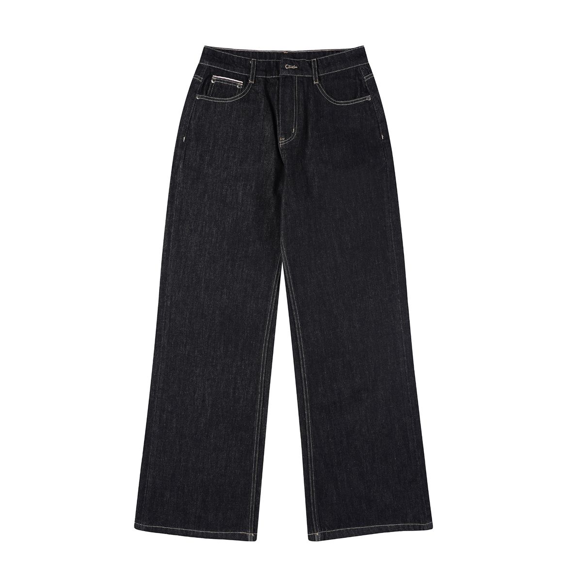 Men's Clothing & Archer0603 & Fleece Lined Thick Retro Raw Denim Black Jeans Wide Straight Leg Pants Loose, Versatile, Colorfast_mkmklike.com
