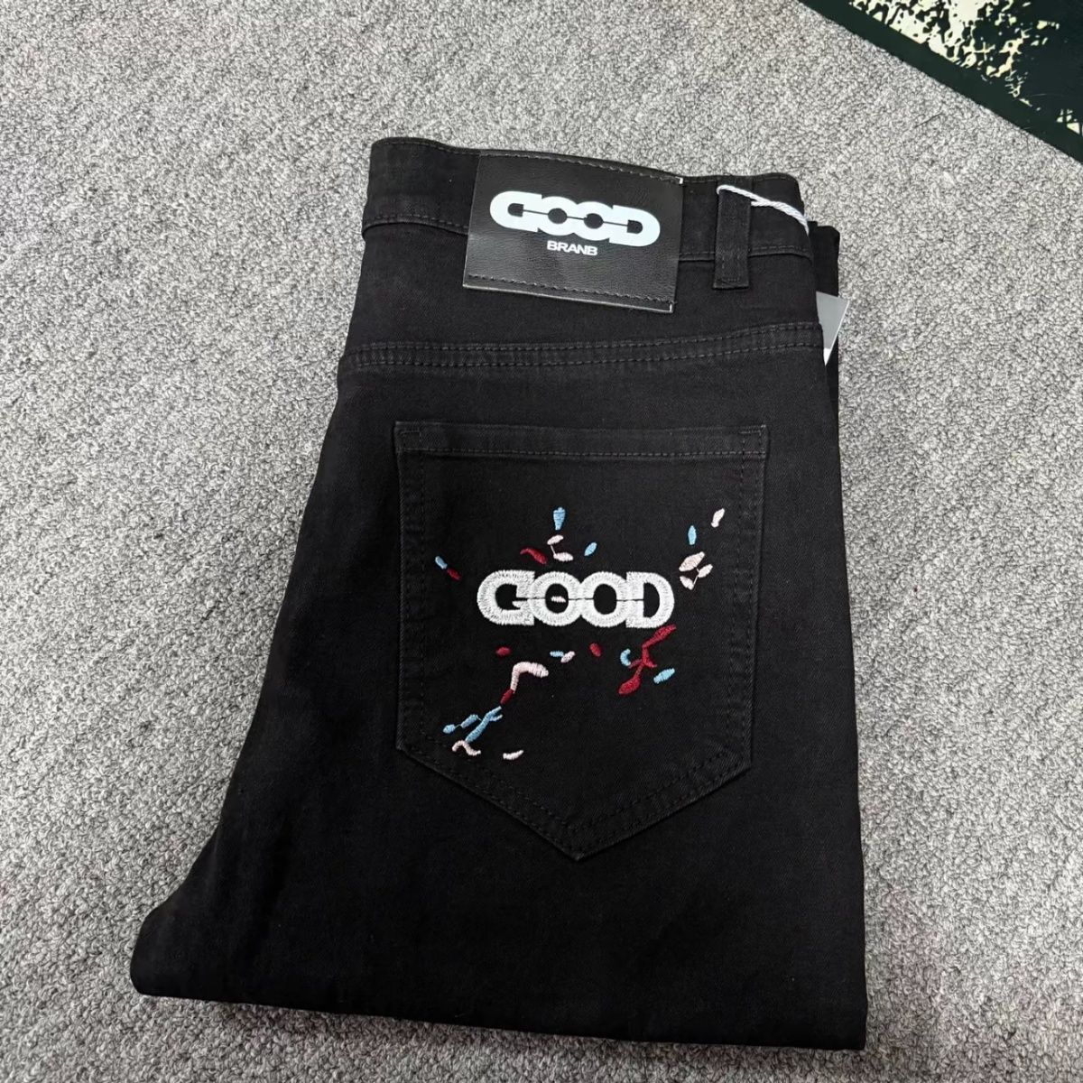 High-quality, Light-luxury GD New Model Colorful Pocket Embroidered Jeans For Men, Slim Fit, Skinny, Stretchy, Casual_mkmklike.com