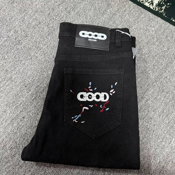 High-quality, Light-luxury GD New Model Colorful Pocket Embroidered Jeans For Men, Slim Fit, Skinny, Stretchy, Casual_mkmklike.com