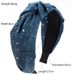 Fashionable Denim Fabric Headband with Creative Polka Dots Wide Edges Knotting High Skull Top Outdoor Shopping Hair Accessories for Women_mkmklike.com